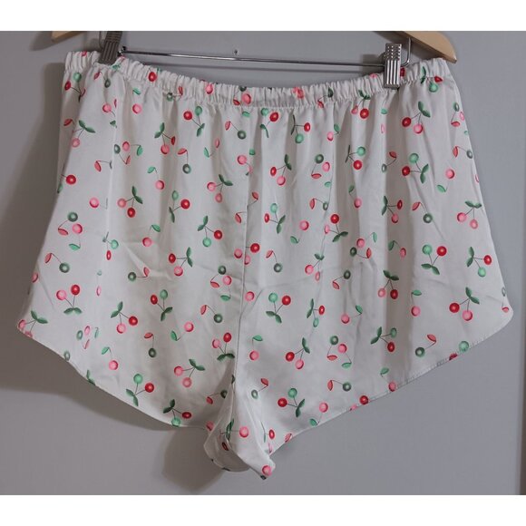 Colsie XL White Cherry Pullon Sleep Lounge Satin Comfy Lightweight Shorts - Picture 4 of 5